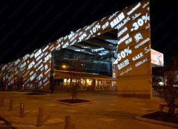 Projections on big malls to advertise the sales